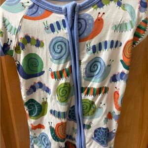 Little Sleepies Blue Trim Snail & Caterpillar Print Pajama Set